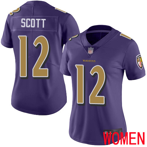Baltimore Ravens Limited Purple Women Jaleel Scott Jersey NFL Football #12 Rush Vapor Untouchable->youth nfl jersey->Youth Jersey